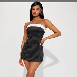 Black and white striped romper.